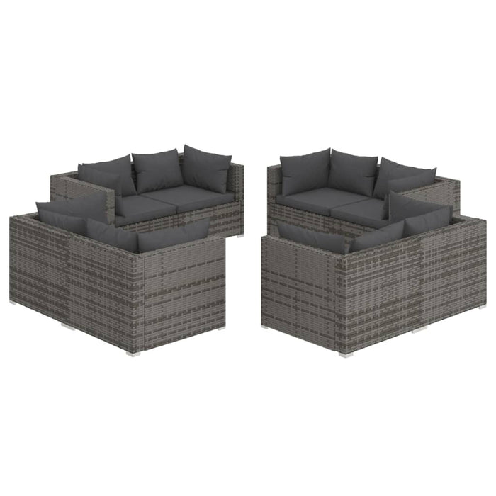Set mobilier de grădină cu perne, 8 piese, gri, poliratan - WALTI WALTI