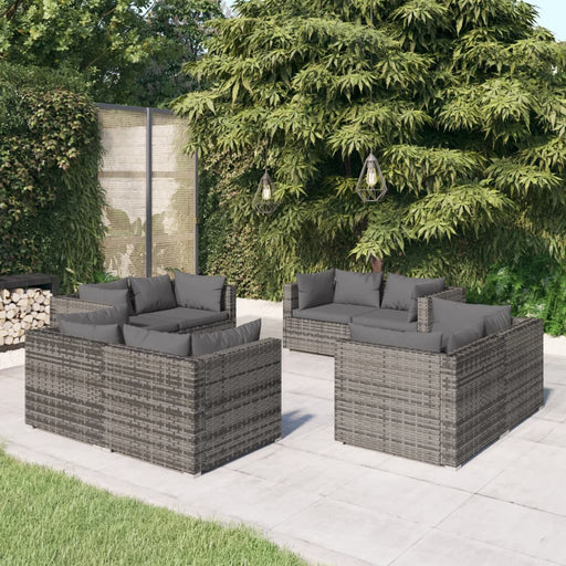 Set mobilier de grădină cu perne, 8 piese, gri, poliratan - WALTI WALTI