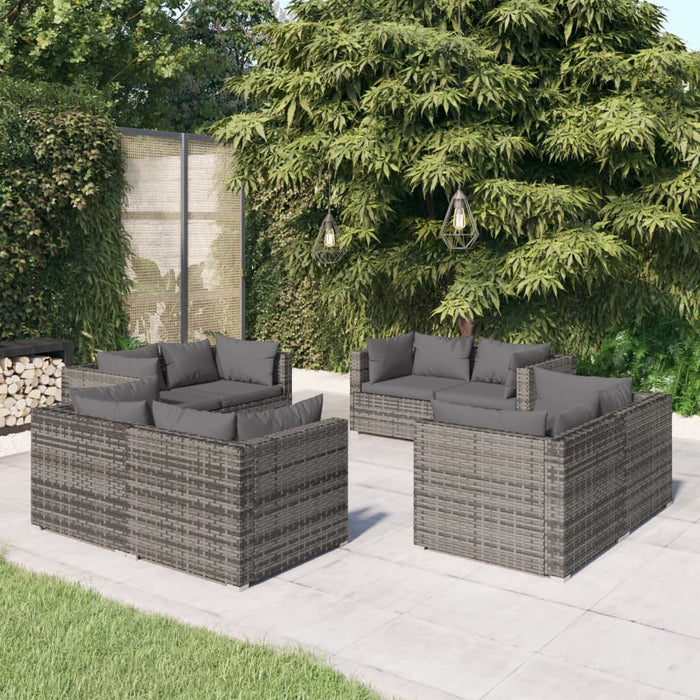 Set mobilier de grădină cu perne, 8 piese, gri, poliratan - WALTI WALTI