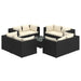 Set mobilier de grădină cu perne, 9 piese, negru, poliratan - WALTI WALTI