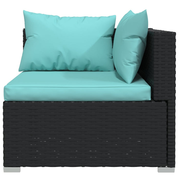 Set mobilier de grădină cu perne, 13 piese, negru, poliratan WALTI