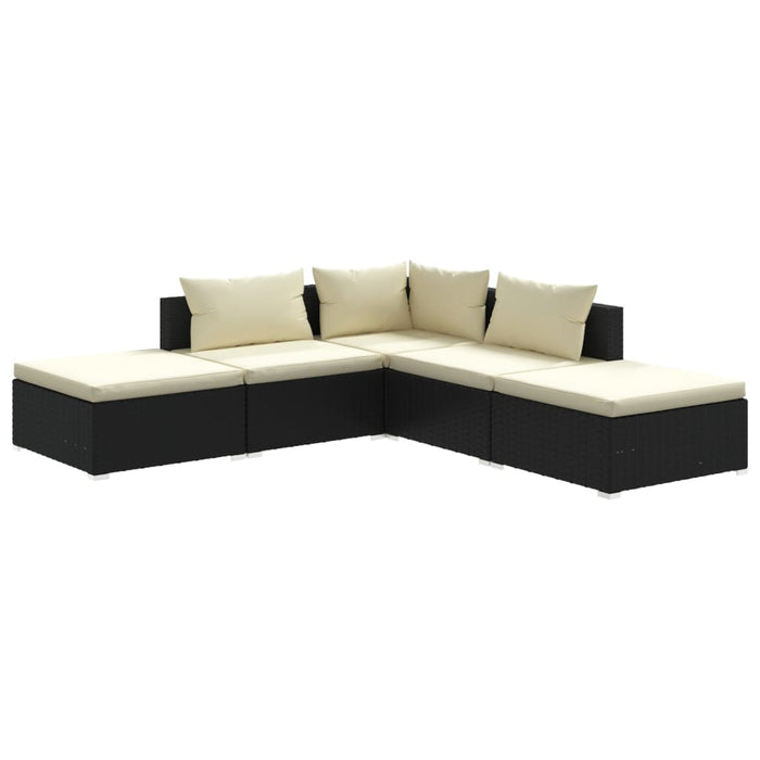 Set mobilier de grădină cu perne, 5 piese, negru, poliratan - WALTI WALTI
