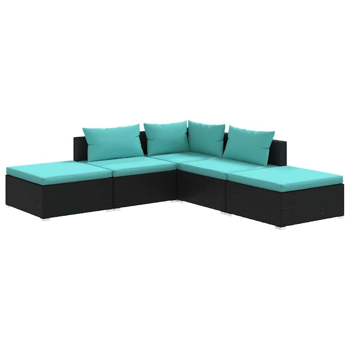 Set mobilier de grădină cu perne, 5 piese, negru, poliratan - WALTI WALTI
