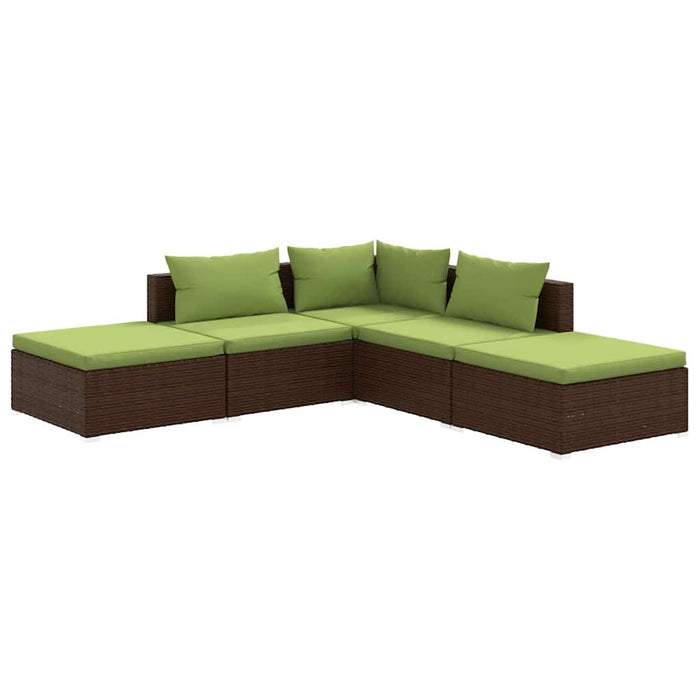 Set mobilier de grădină cu perne, 5 piese, maro, poliratan - WALTI WALTI
