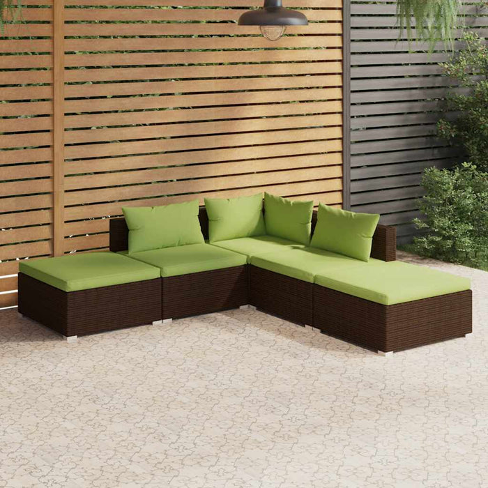Set mobilier de grădină cu perne, 5 piese, maro, poliratan - WALTI WALTI