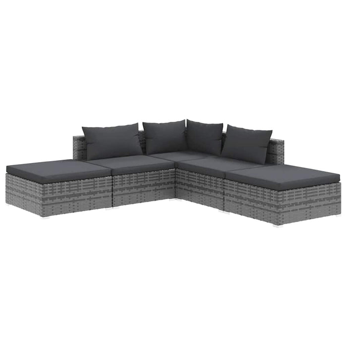 Set mobilier de grădină cu perne, 5 piese, gri, poliratan WALTI
