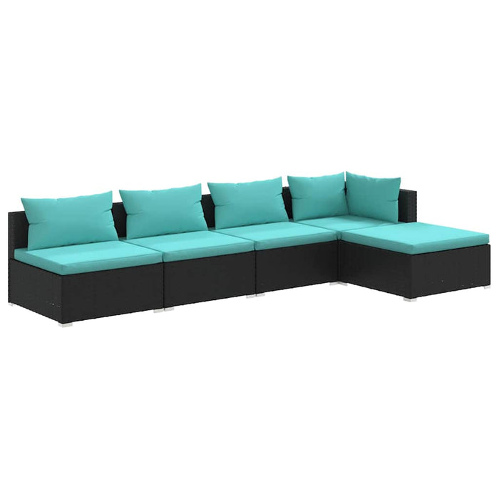 Set mobilier de grădină cu perne, 5 piese, negru, poliratan - WALTI WALTI