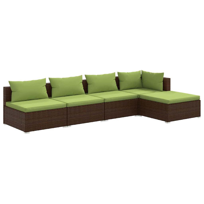 Set mobilier de grădină cu perne, 5 piese, maro, poliratan - WALTI WALTI