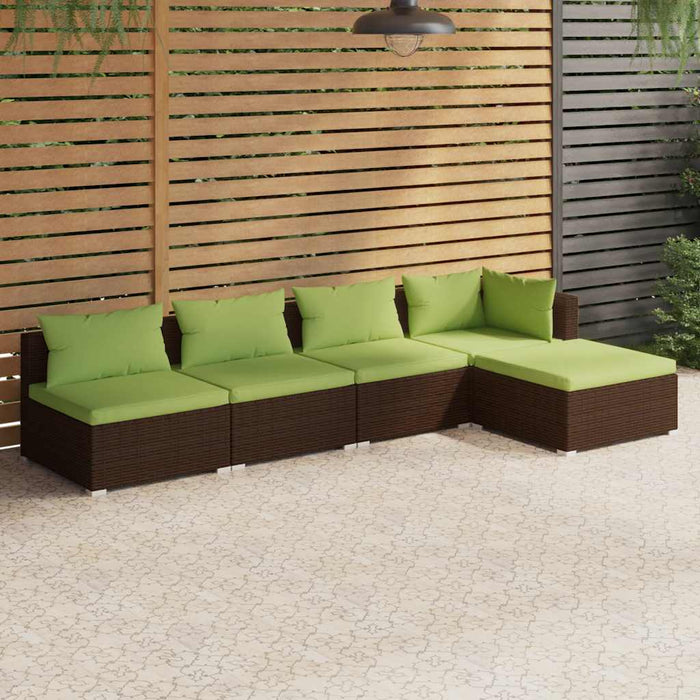 Set mobilier de grădină cu perne, 5 piese, maro, poliratan - WALTI WALTI
