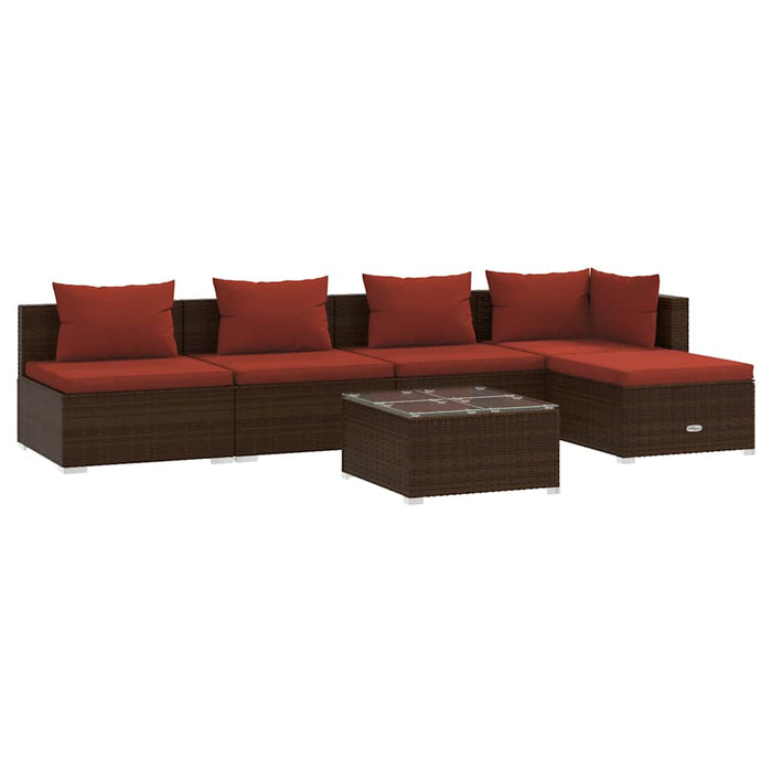 Set mobilier de grădină cu perne, 6 piese, maro, poliratan WALTI