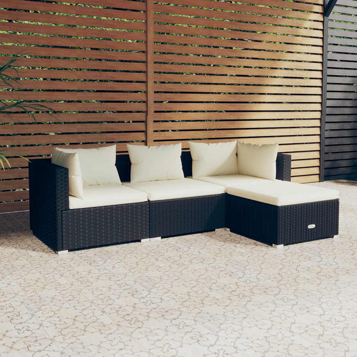 Set mobilier de grădină cu perne, 4 piese, negru, poliratan - WALTI WALTI