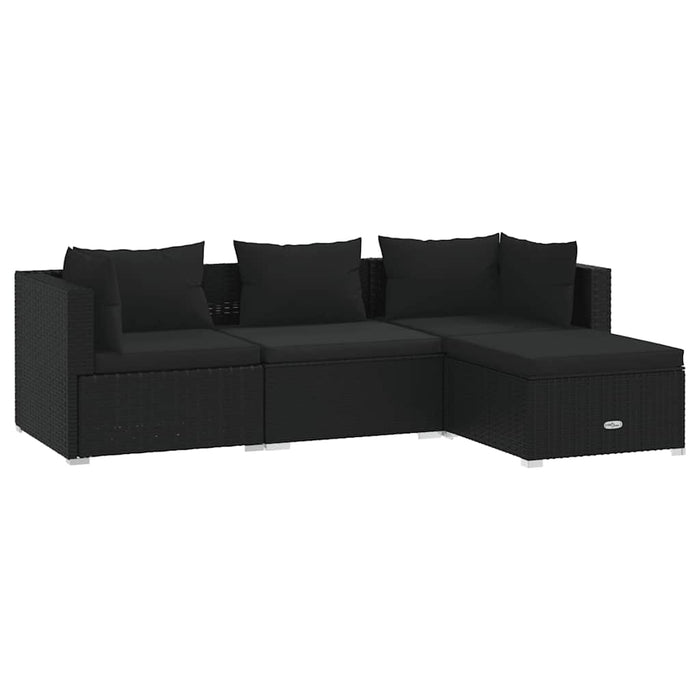 Set mobilier de grădină cu perne, 4 piese, negru, poliratan - WALTI WALTI