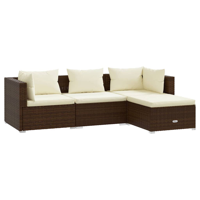 Set mobilier de grădină cu perne, 4 piese, maro, poliratan WALTI