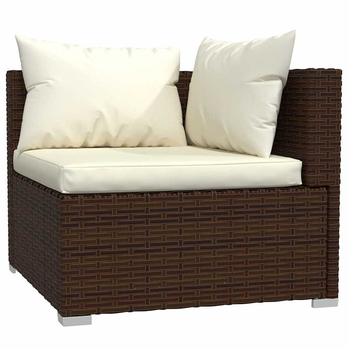 Set mobilier de grădină cu perne, 4 piese, maro, poliratan WALTI