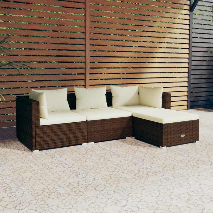 Set mobilier de grădină cu perne, 4 piese, maro, poliratan WALTI