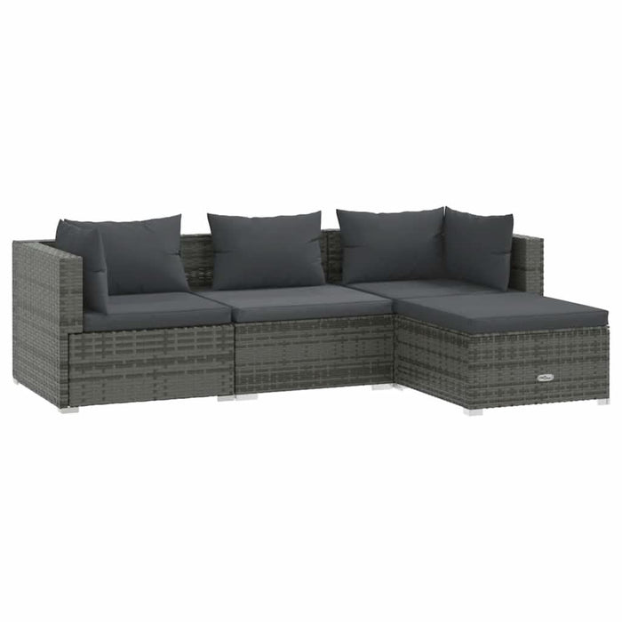 Set mobilier de grădină cu perne, 4 piese, gri, poliratan - WALTI WALTI