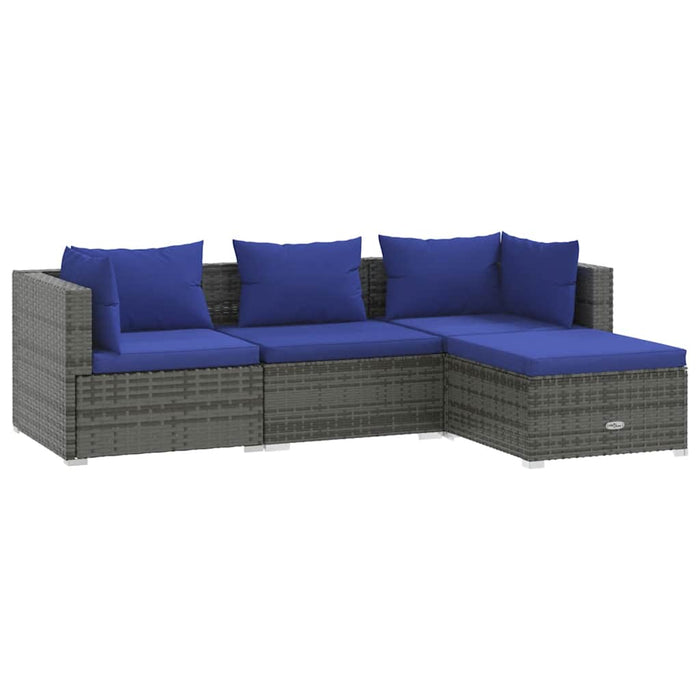 Set mobilier de grădină cu perne, 4 piese, poliratan, gri WALTI