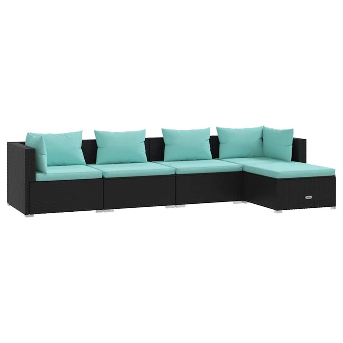 Set mobilier de grădină cu perne, 5 piese, negru, poliratan - WALTI WALTI
