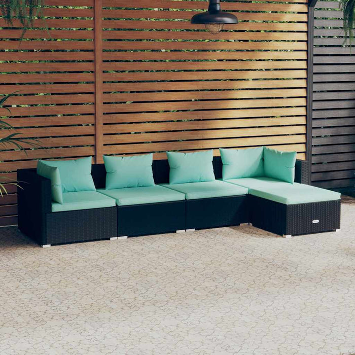Set mobilier de grădină cu perne, 5 piese, negru, poliratan - WALTI WALTI