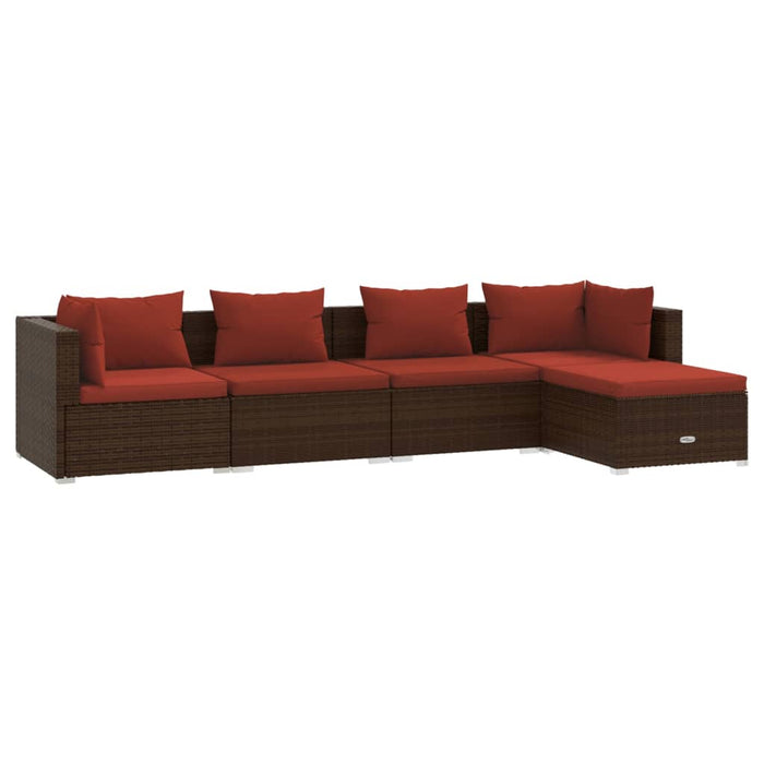 Set mobilier de grădină cu perne, 5 piese, maro, poliratan - WALTI WALTI