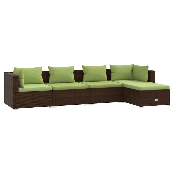 Set mobilier de grădină cu perne, 5 piese, maro, poliratan - WALTI WALTI