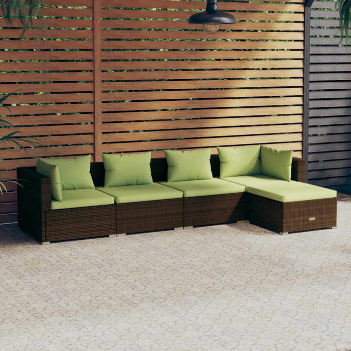 Set mobilier de grădină cu perne, 5 piese, maro, poliratan - WALTI WALTI