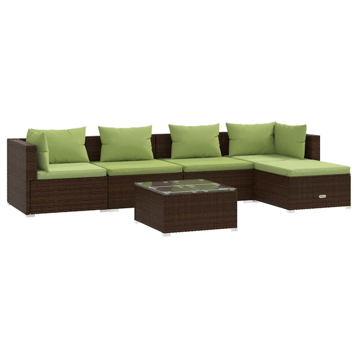 Set mobilier de grădină cu perne, 6 piese, maro, poliratan WALTI