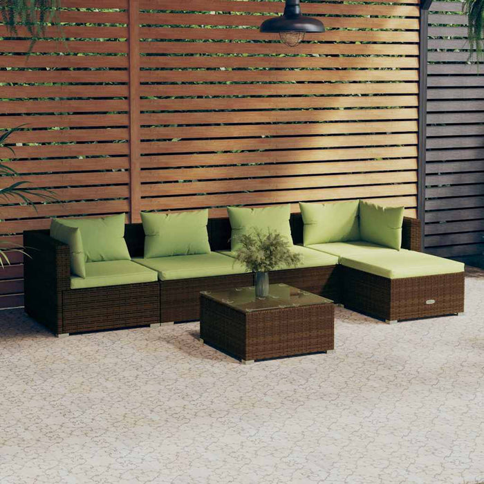 Set mobilier de grădină cu perne, 6 piese, maro, poliratan WALTI