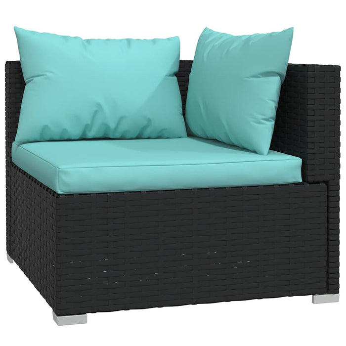Set mobilier de grădină cu perne, 4 piese, negru, poliratan - WALTI WALTI