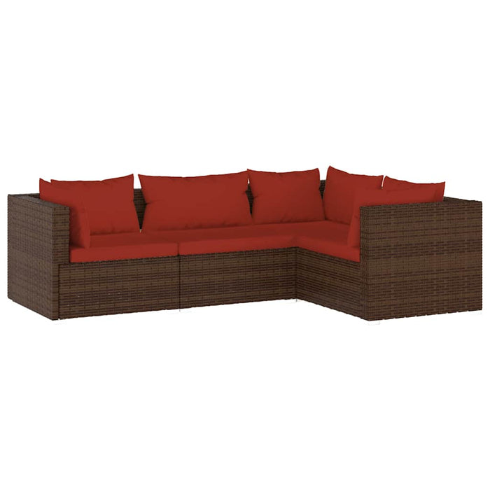 Set mobilier de grădină cu perne, 4 piese, maro, poliratan - WALTI WALTI