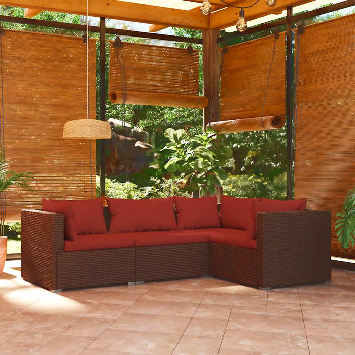 Set mobilier de grădină cu perne, 4 piese, maro, poliratan - WALTI WALTI