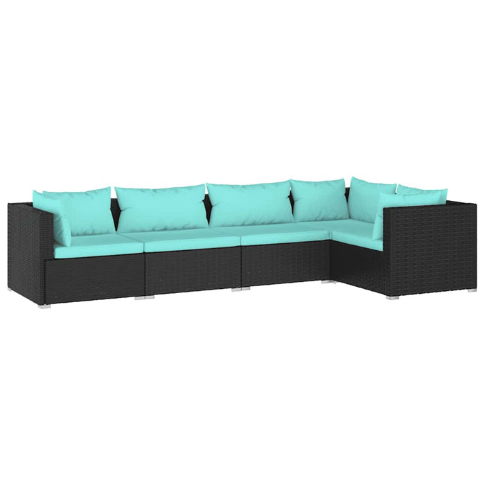 Set mobilier de grădină cu perne, 5 piese, negru, poliratan - WALTI WALTI