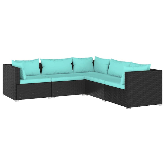 Set mobilier de grădină cu perne, 5 piese, negru, poliratan - WALTI WALTI