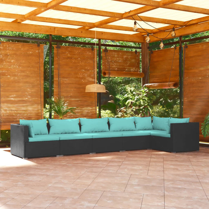 Set mobilier de grădină cu perne, 6 piese, negru, poliratan - WALTI WALTI