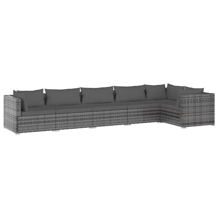 Set mobilier de grădină cu perne, 6 piese, gri, poliratan WALTI