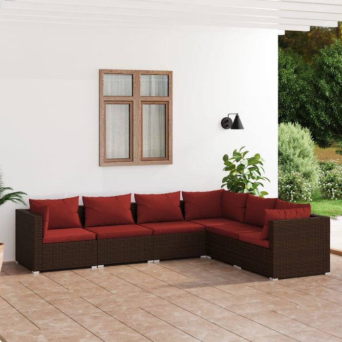 Set mobilier de grădină cu perne, 6 piese, maro, poliratan - WALTI WALTI