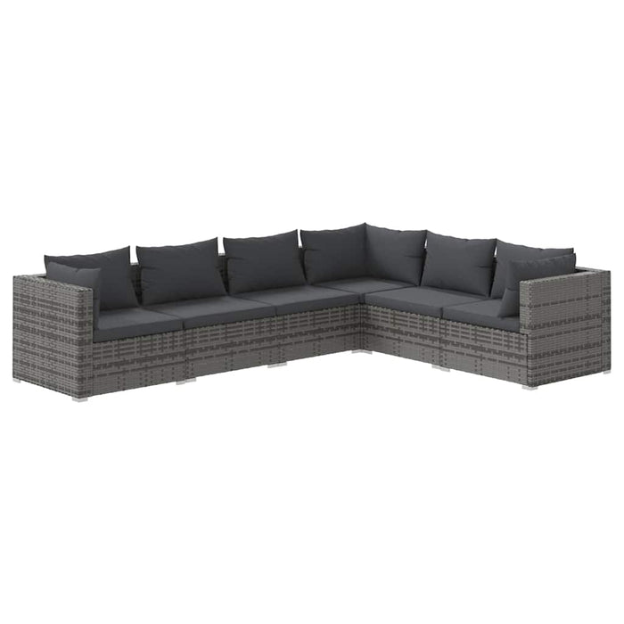 Set mobilier de grădină cu perne, 6 piese, gri, poliratan - WALTI WALTI