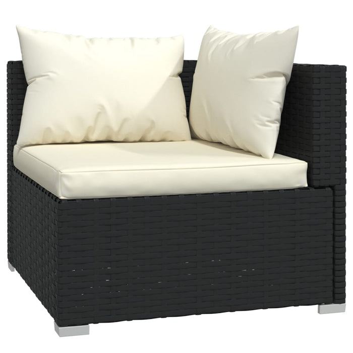 Set mobilier de grădină cu perne, 7 piese, negru, poliratan WALTI