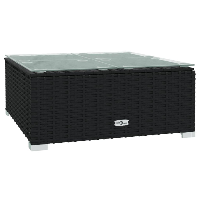Set mobilier de grădină cu perne, 7 piese, negru, poliratan WALTI