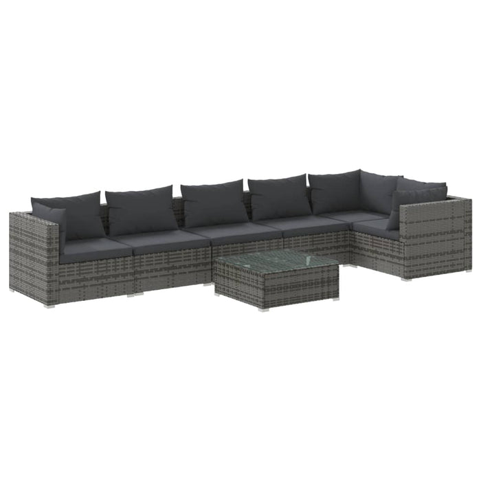 Set mobilier de grădină cu perne, 7 piese, gri, poliratan - WALTI WALTI