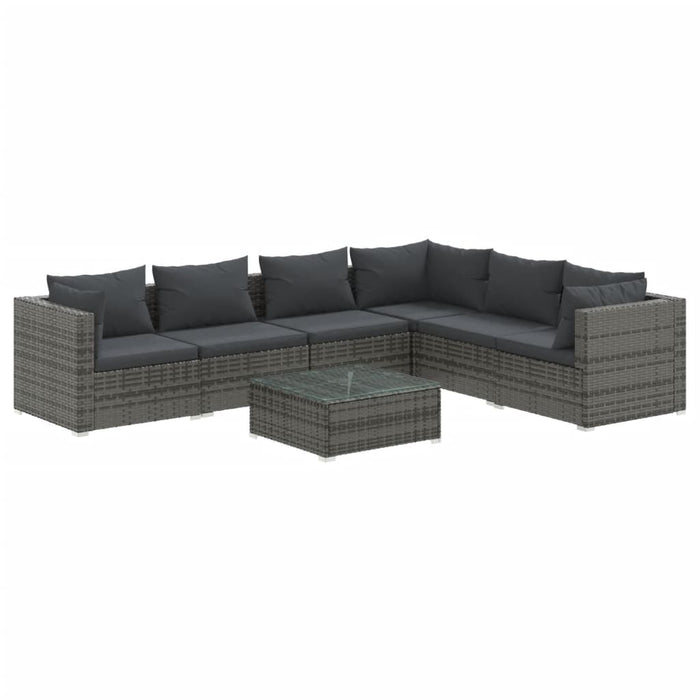 Set mobilier de grădină cu perne, 7 piese, gri, poliratan - WALTI WALTI