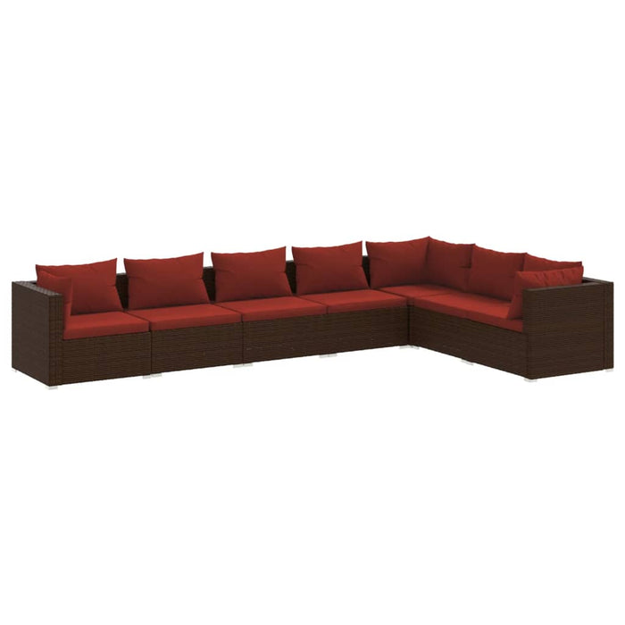 Set mobilier de grădină cu perne, 7 piese, maro, poliratan - WALTI WALTI