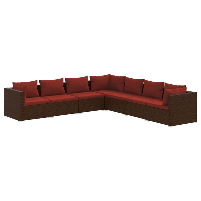 Set mobilier de grădină cu perne, 7 piese, maro, poliratan - WALTI WALTI