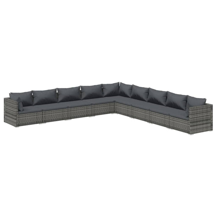 Set mobilier de grădină cu perne, 9 piese, gri, poliratan WALTI