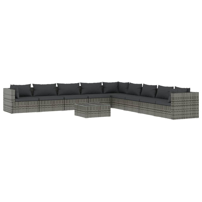 Set mobilier de grădină cu perne, 10 piese, gri, poliratan - WALTI WALTI
