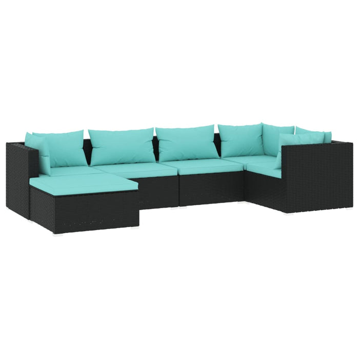 Set mobilier de grădină cu perne, 6 piese, negru, poliratan - WALTI WALTI