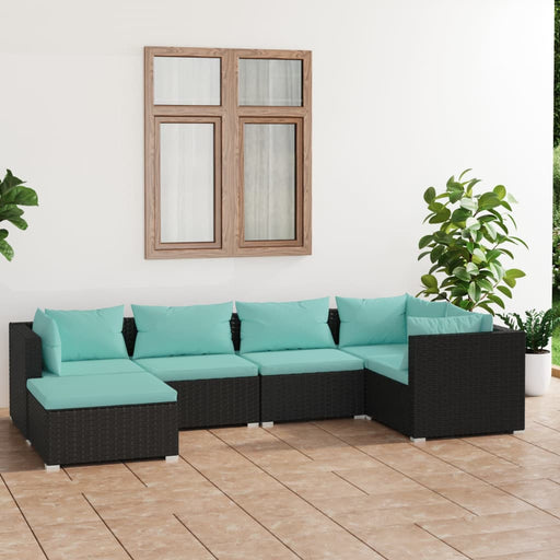 Set mobilier de grădină cu perne, 6 piese, negru, poliratan - WALTI WALTI