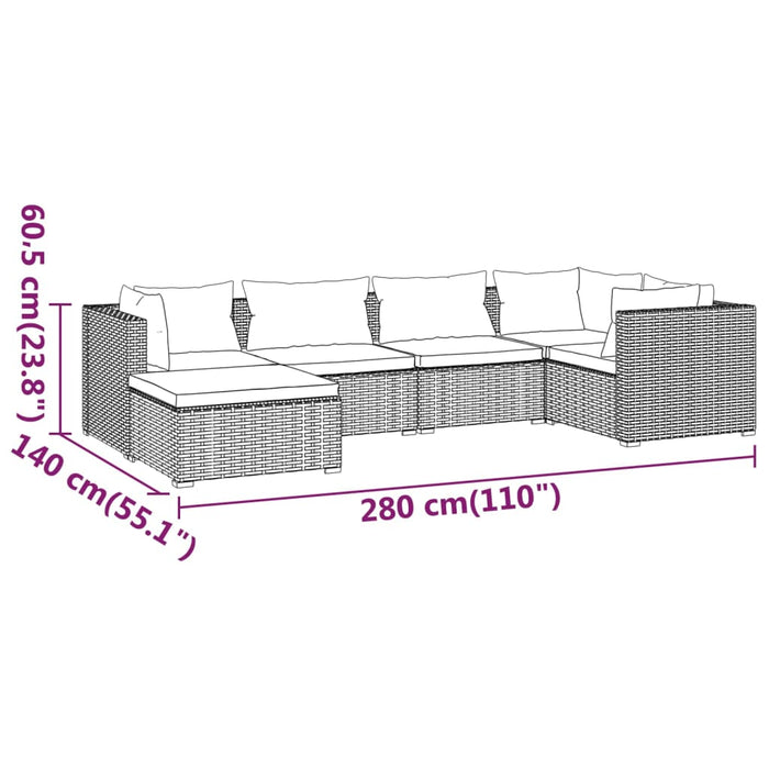 Set mobilier de grădină cu perne, 6 piese, maro, poliratan - WALTI WALTI