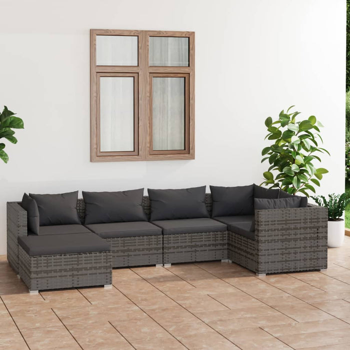Set mobilier de grădină cu perne, 6 piese, gri, poliratan - WALTI WALTI