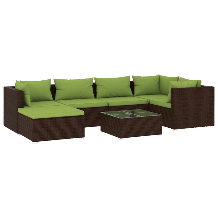 Set mobilier de grădină cu perne, 7 piese, maro, poliratan - WALTI WALTI
